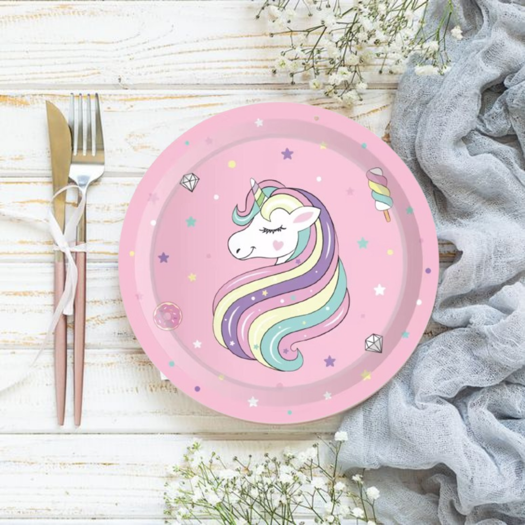 Unicorn Theme Paper Plates  9" - 8PC