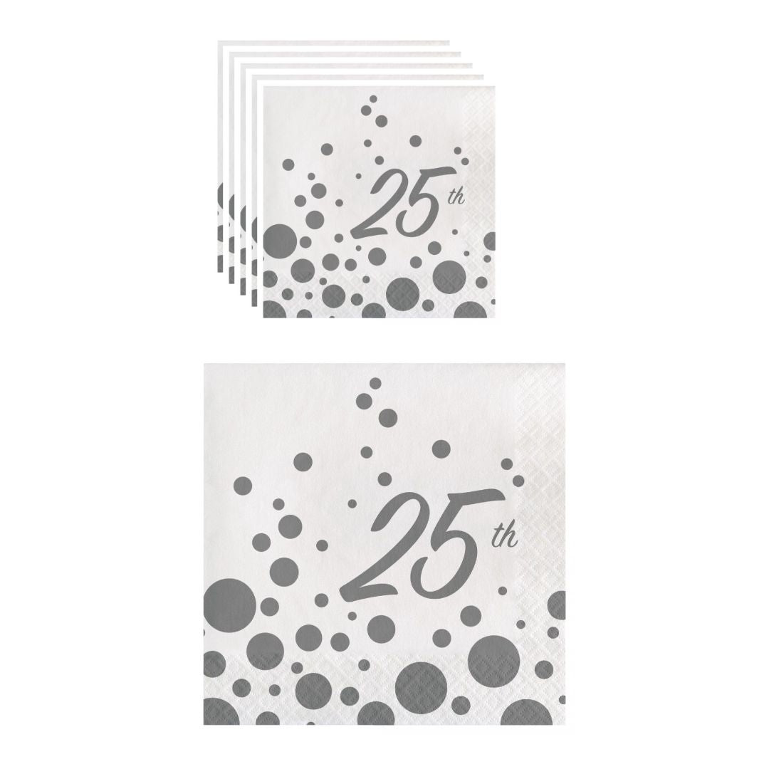 25th Anniversary Sparkle Shine Paper Napkins - 16PC