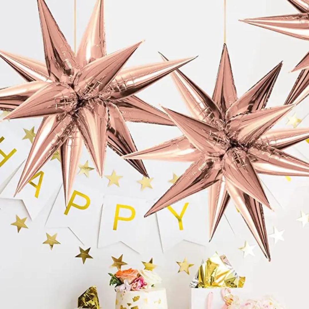 Explodng Rose Gold Star Balloon Hanging - 5D 26"