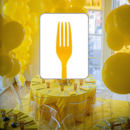 Yellow Premium Plastic Forks for Fruits or Noodles - 20PC