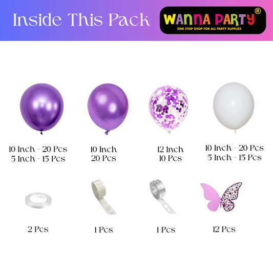 Purple Balloon Set with Butterfly