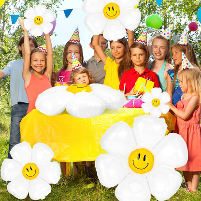 Smiley Flower Balloon White - 18 inch