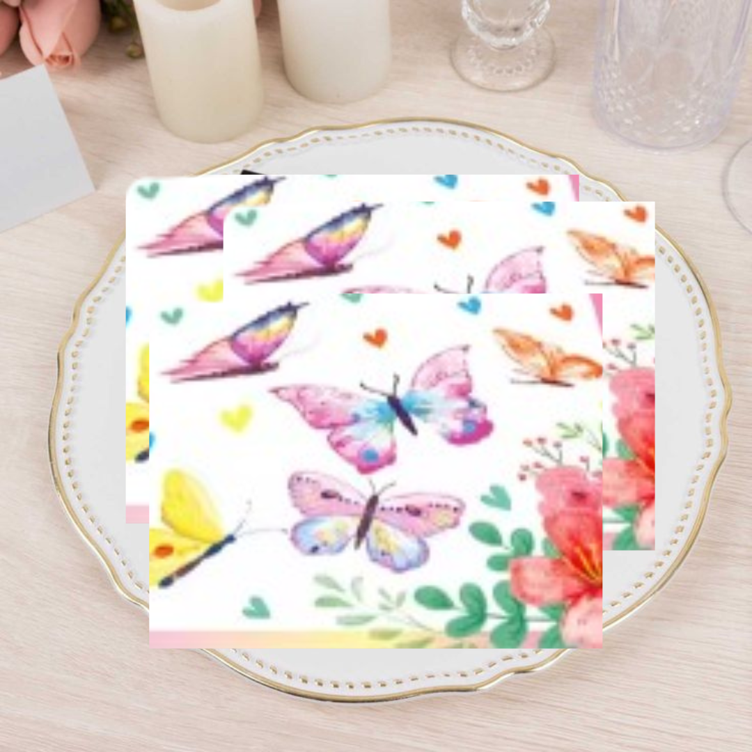 Butterfly Theme Paper Napkins -Pack of 20