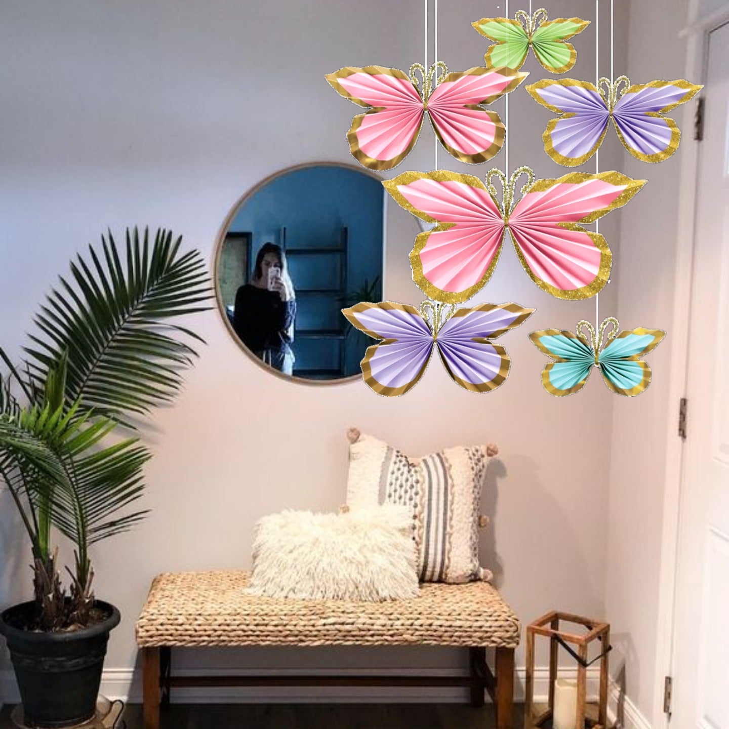 Butterfly Paper Fan Hanging Decoration - 6PC