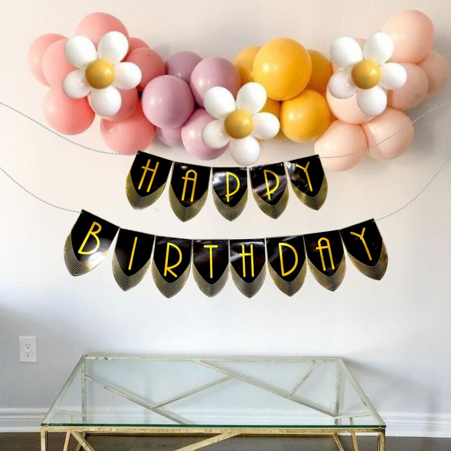 Happy Birthday Designer Banner Black & Gold