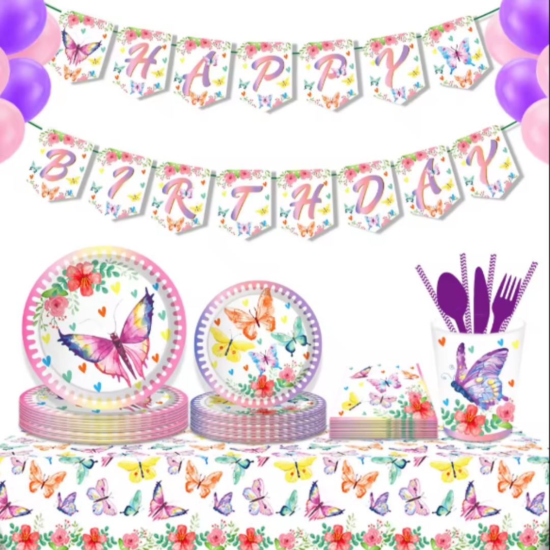 Butterfly Theme Paper Plates-Pack of 8  7"