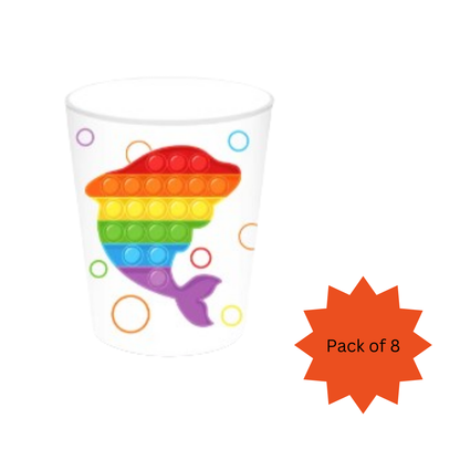 POP IT Colorful Theme Paper Cups-Pack of 8 (Multicolor) 9oz