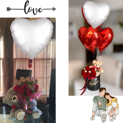 18" Matte Satin White Heart Balloon S15