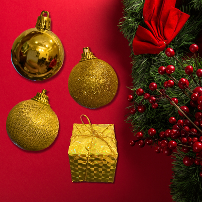 Christmas Tree Ornaments - House of Golden Balls &amp; Gifts - Set of 12 PC