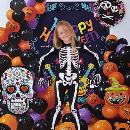 Halloween Backdrop with Cloth and Banner & Balloon