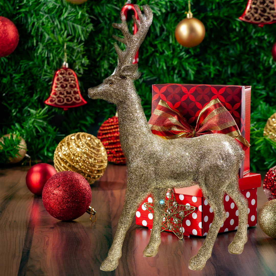 Golden Standing Reindeer Centerpiece Decoration - 24*7*36 CM - 1PC