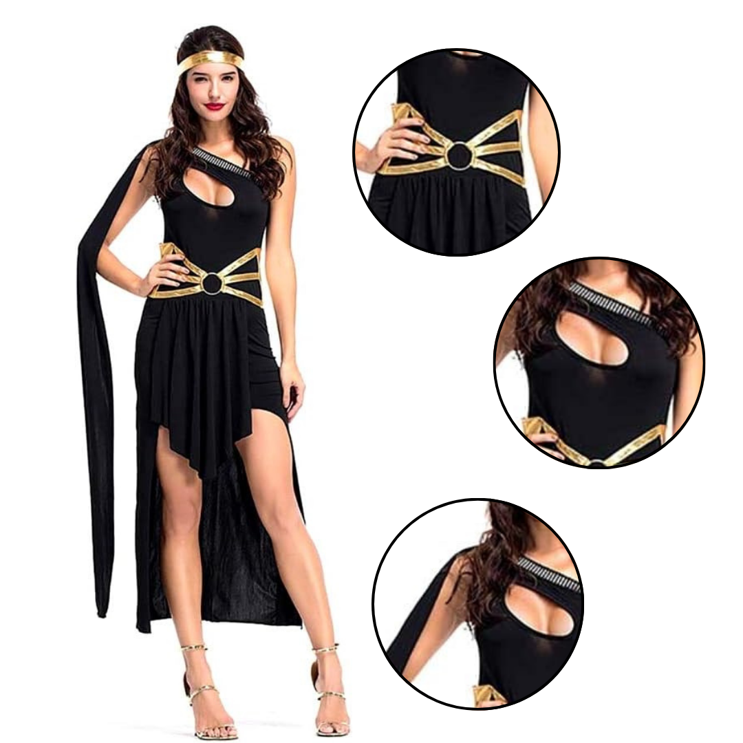 Greek Goddess Black Adult Female Costume - Size M (Bust 85-90cm)