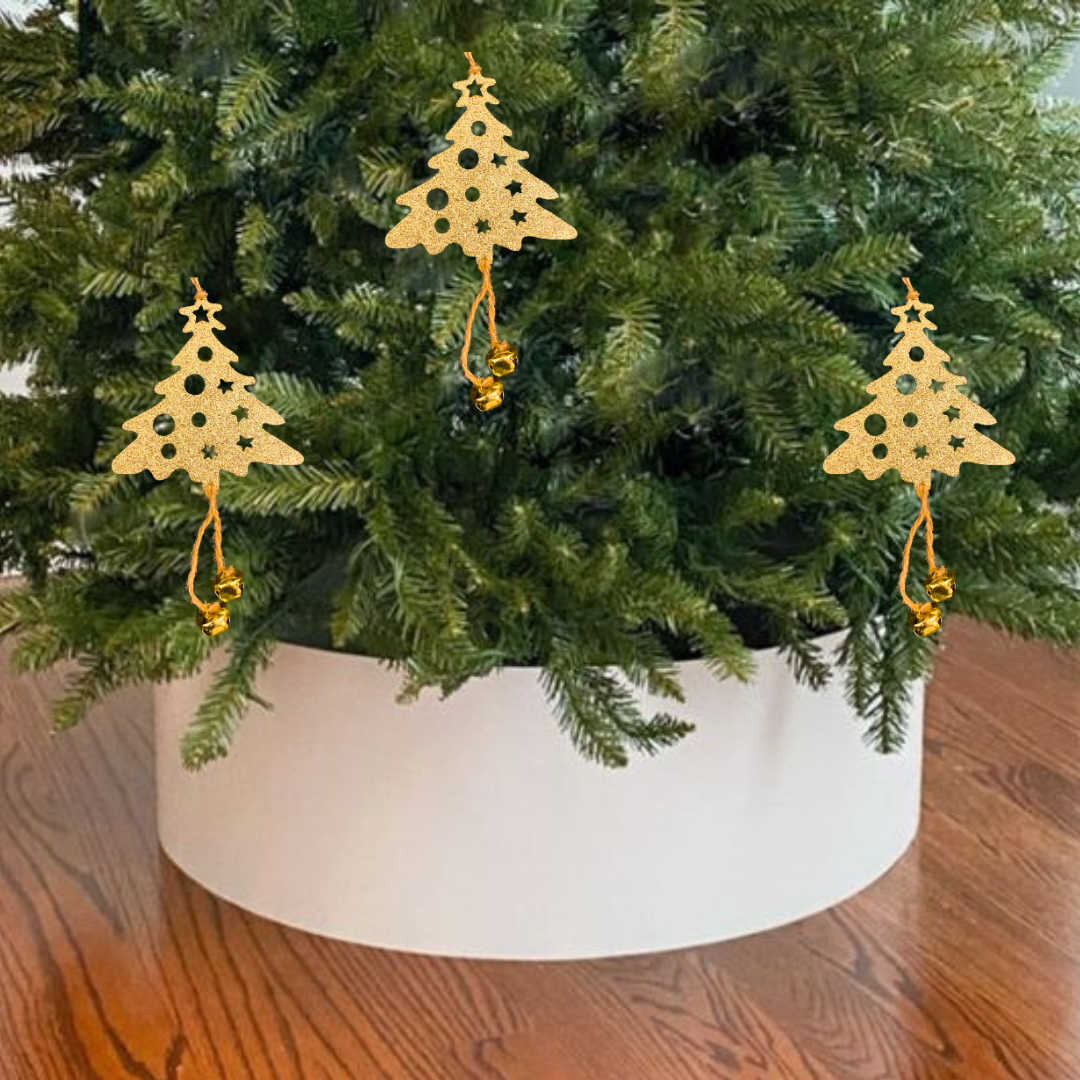 Christmas Tree Ornaments - Glitter Gold Christmas Tree Hanging Decoration - 1PC