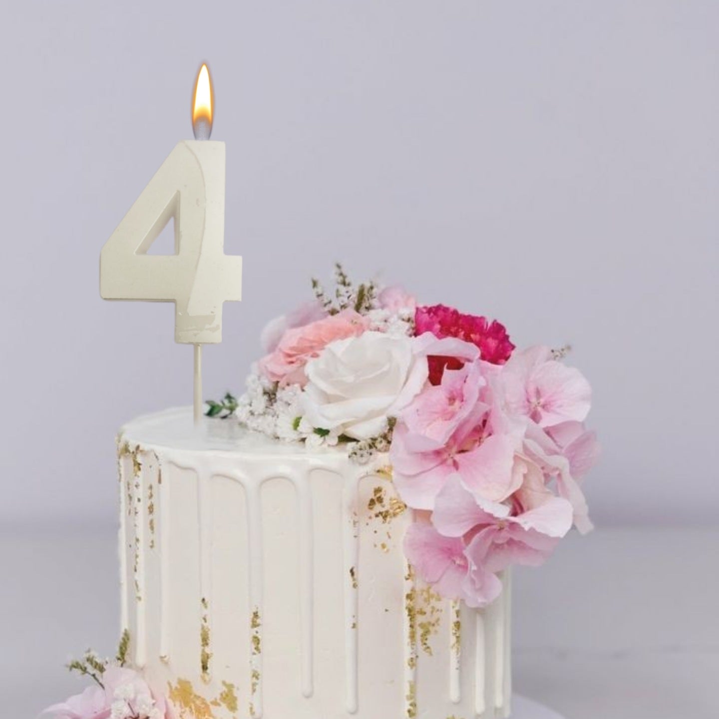 Metallic White Numerical No. 4 Stick Candle