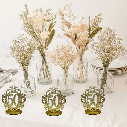 Wooden 50th Centerpiece Gold