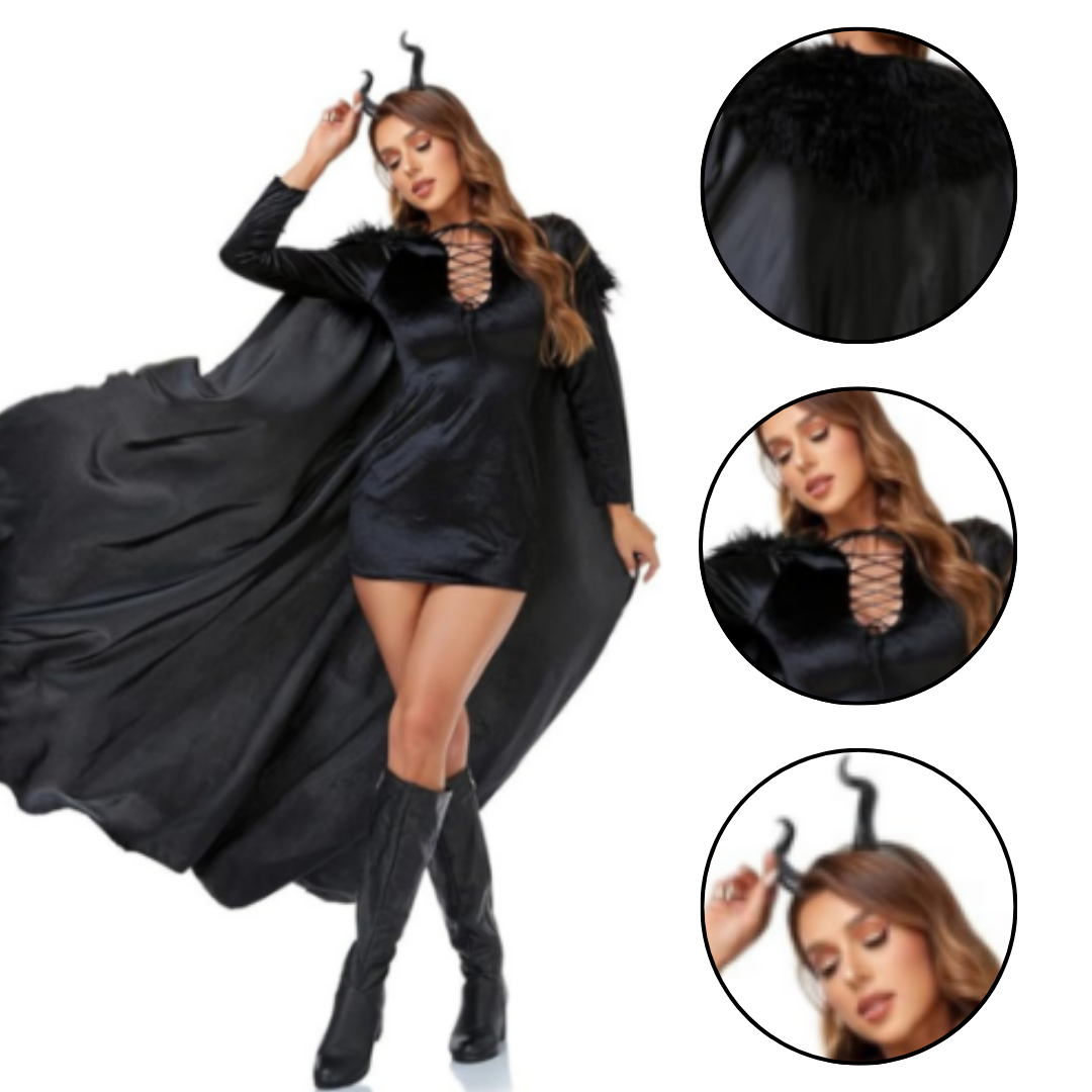 Medieval Dress Women's Halloween Cosplay Elegant Devil Witch Costume - Size M - (Bust - 88cm)