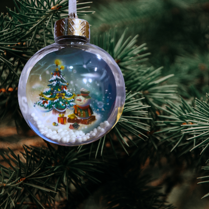 Transparent Snowy Snowballs Hanging with Santa and Snowman - 1P