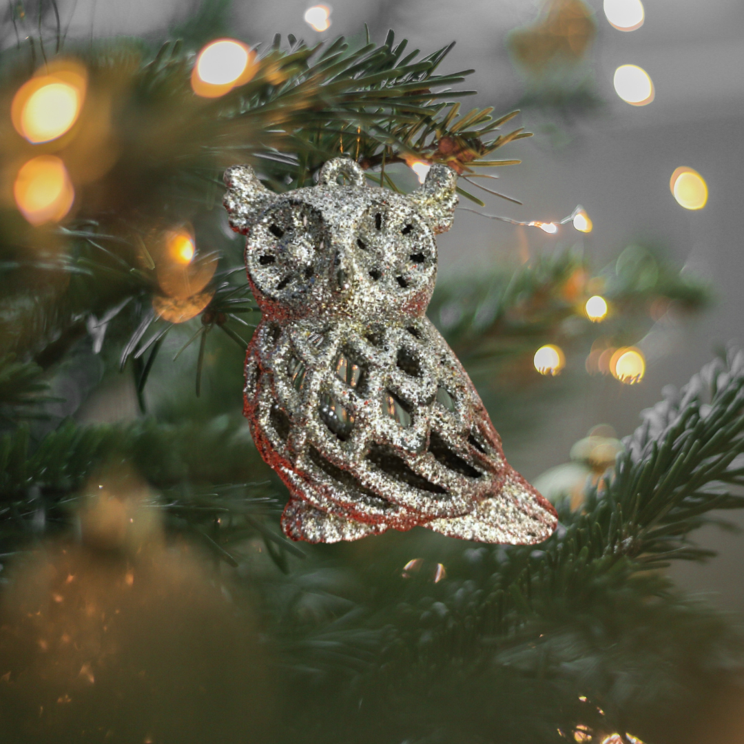 Lucky Charm Owl Tree Hanging Silver - 1 PC - Size - 8CM