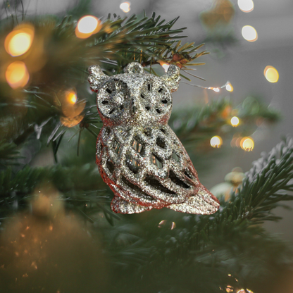 Lucky Charm Owl Tree Hanging Silver - 1 PC - Size - 8CM