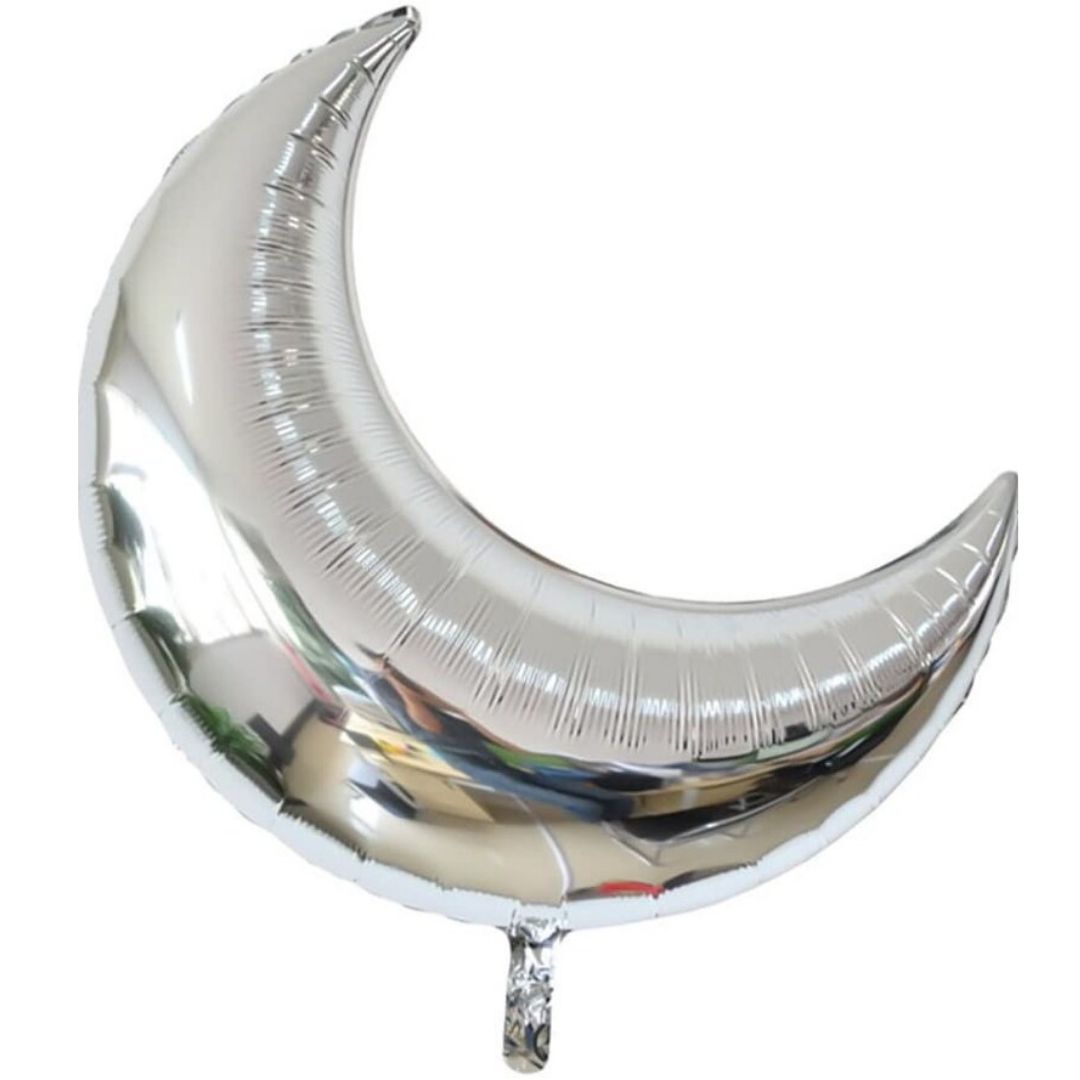 17" Silver Crescent Moon Shape Balloon