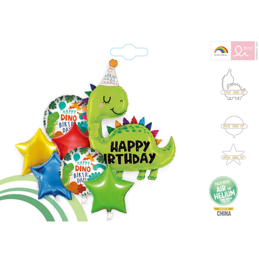 Happy Birthday Dinosaur Balloon Set - 7PC