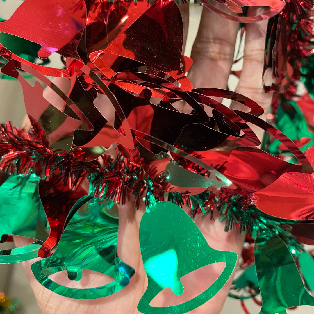 Fringe Wired Red Bells Tree Wraps or Garland - 1PC