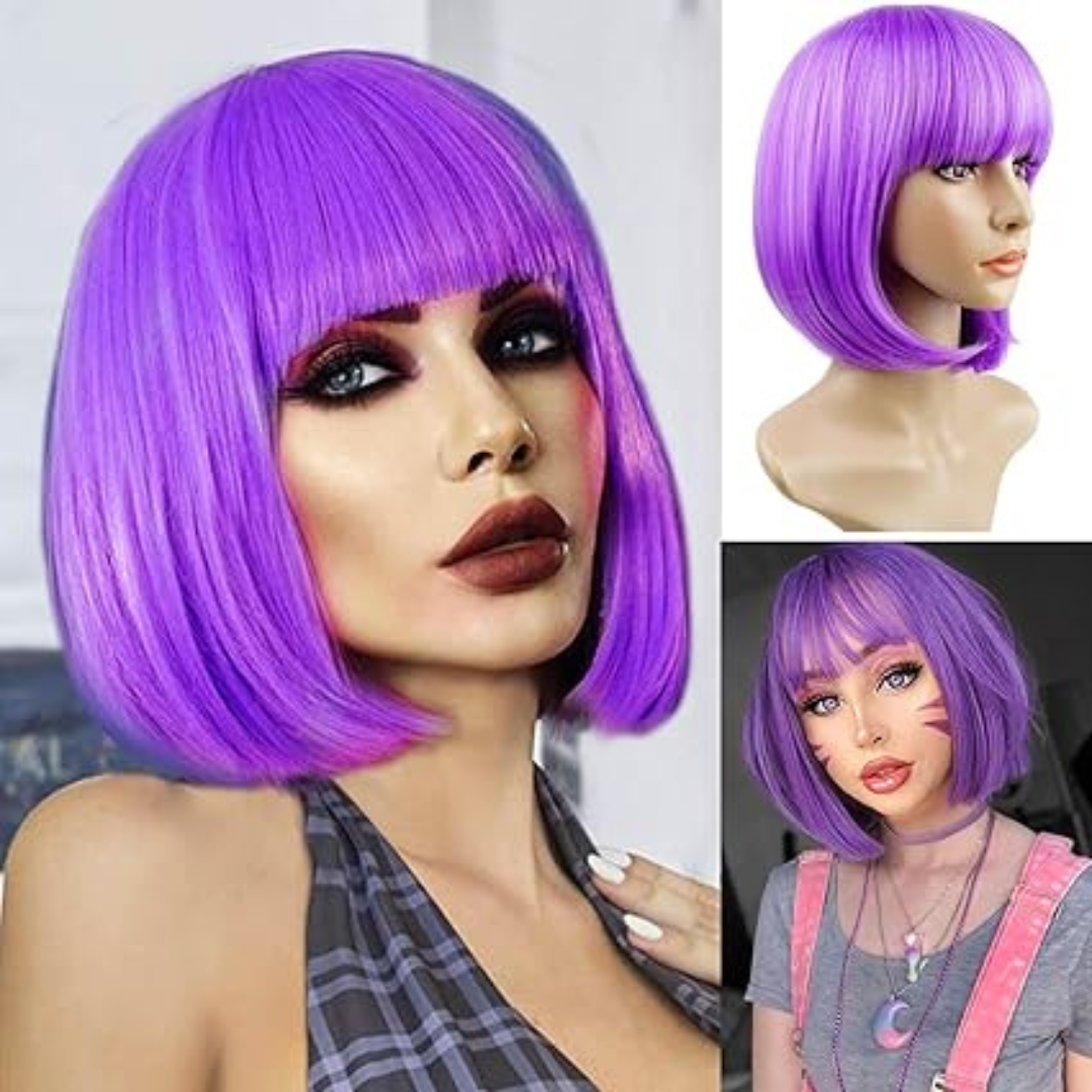 Colored Blunt Cut Wig Purple