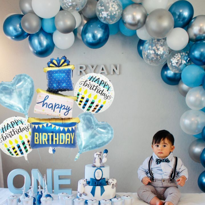 Happy Birthday 3 Layer Cake Blue Set - 5PC