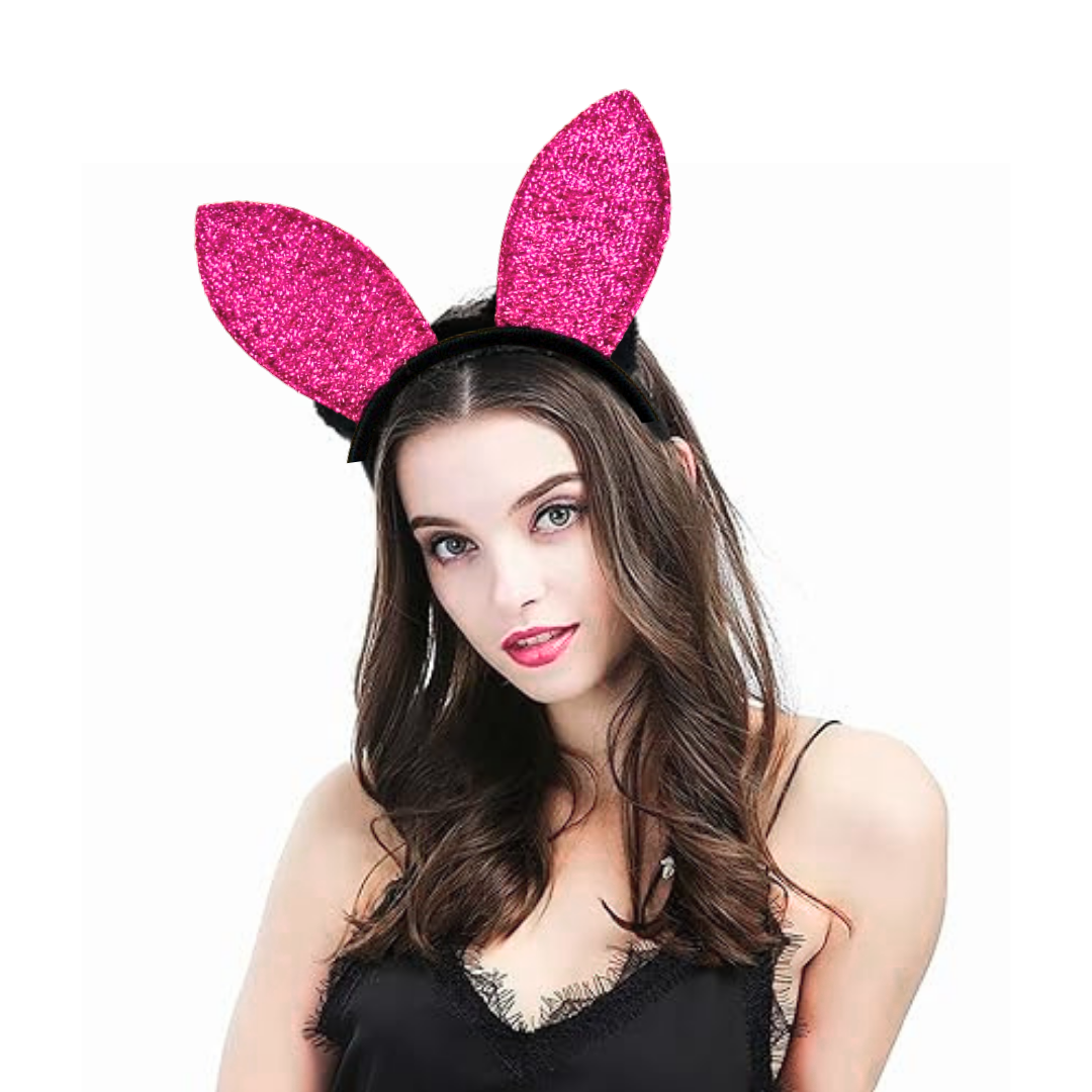 Play Boy Bunny Ears Shimmery Light Pink Headband - 1PC