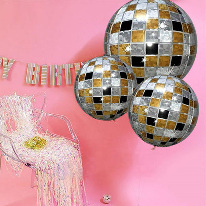 Disco Ball Balloon Gold/Silver/Black 22" - 1PC