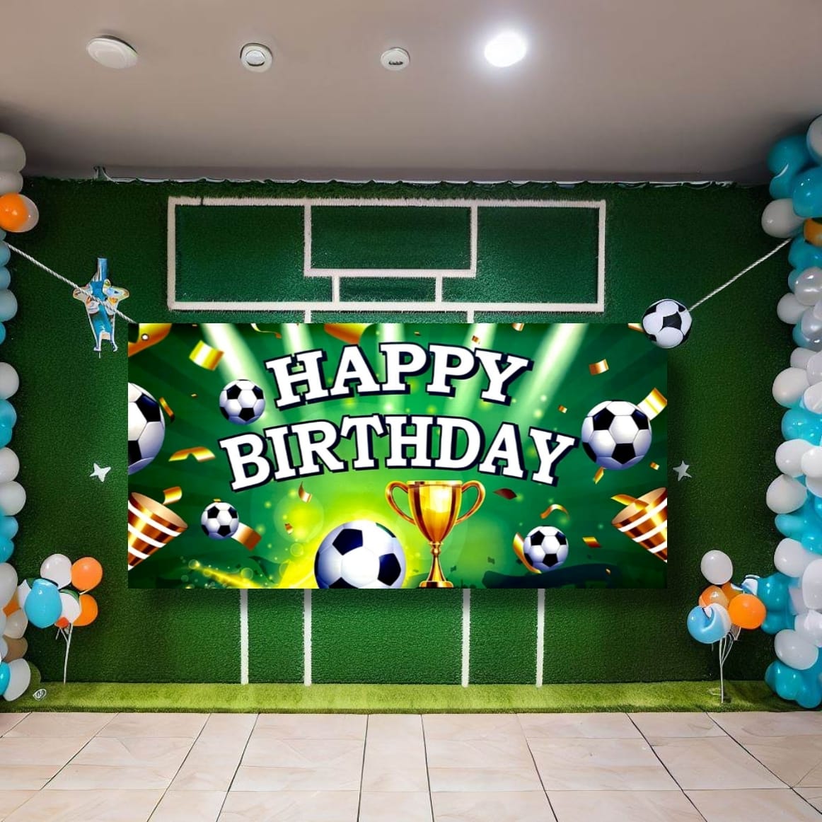 Happy Birthday Soccer Banner 4FT X 2FT