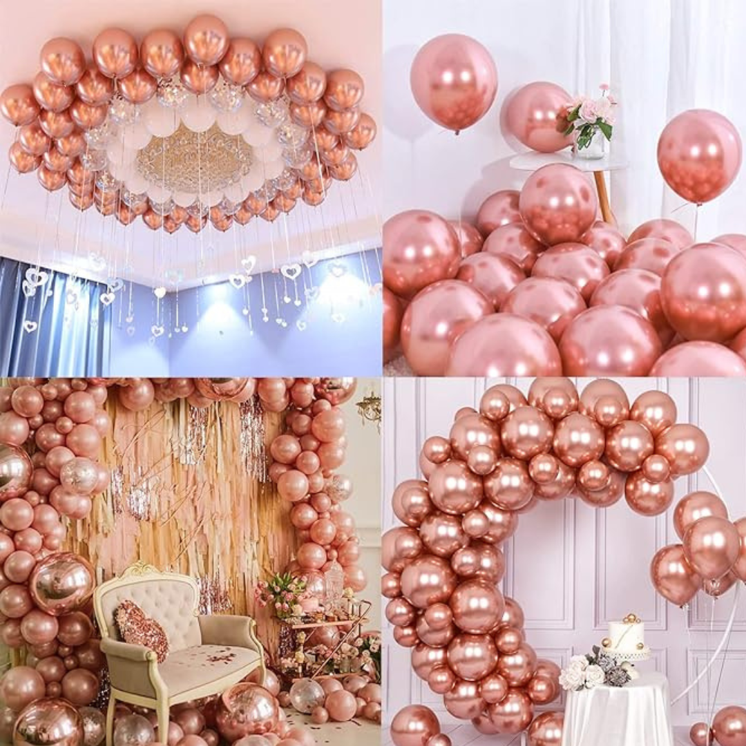 9" Chrome Rose Gold Balloons - 20PC