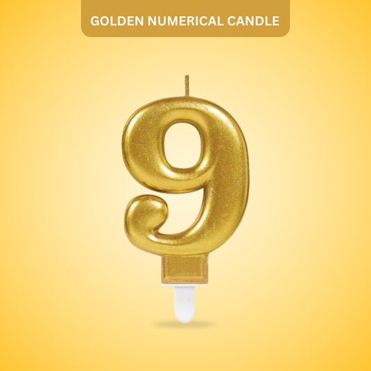 Golden Numerical Candle No. 9 - 3"