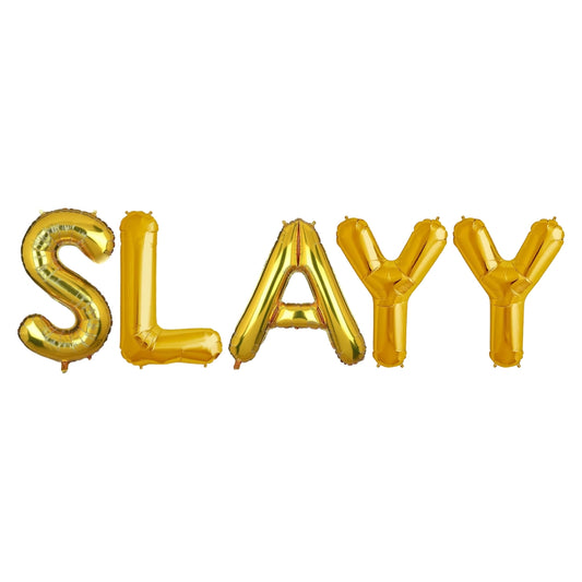 SLAYY Golden Foil Balloon Set -  Helium or Air Filled - 40 inches - 5PC