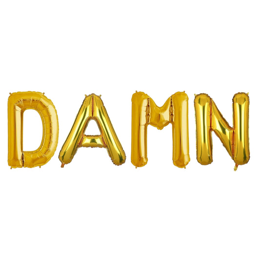 DAMN Golden Foil Balloon Set -  Helium or Air Filled - 40 inches - 4PC