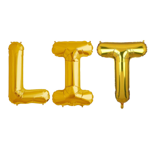 LIT Golden Foil Balloon Set - Helium or Air Filled - 40 inches - 3PC
