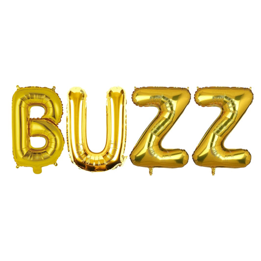 BUZZ Golden Foil Balloon Set -  Helium or Air Filled - 40 inches - 4PC