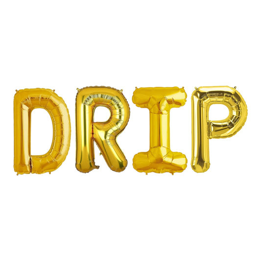 DRIP Golden Foil Balloon Set - Helium or Air Filled - 40 inches - 4PC