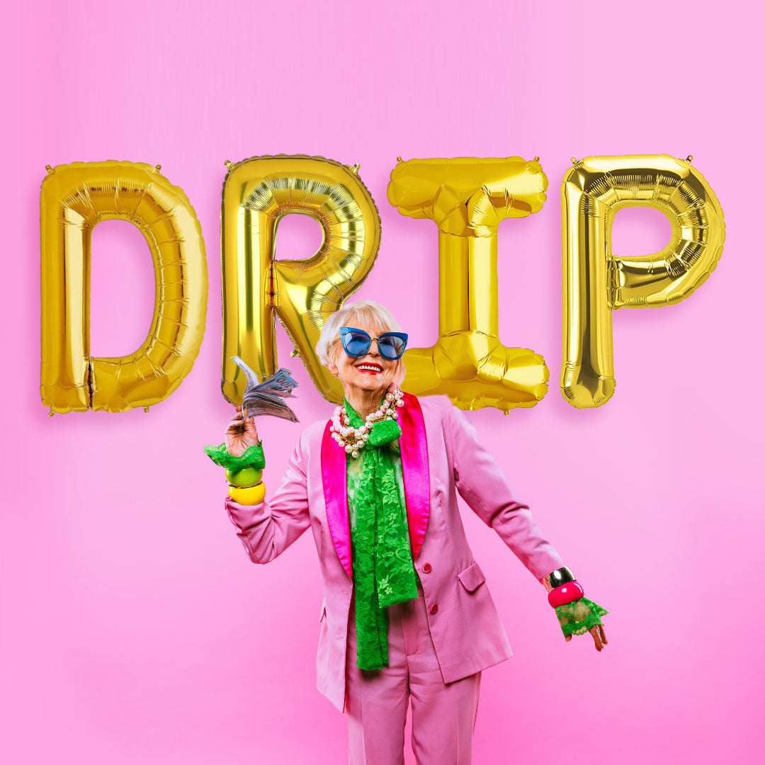 DRIP Golden Foil Balloon Set - Helium or Air Filled - 40 inches - 4PC