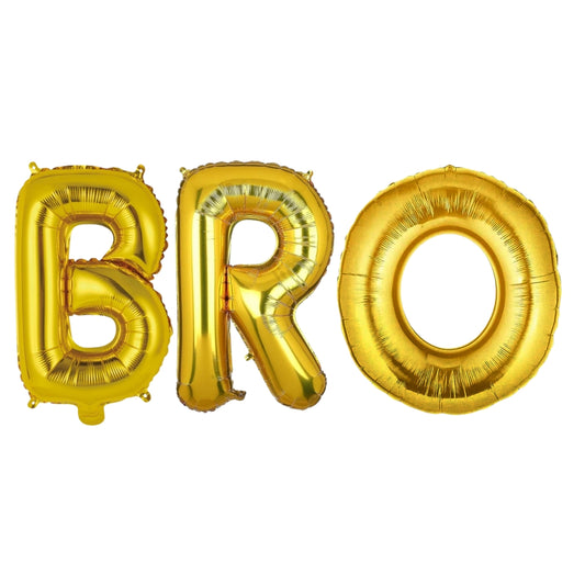 BRO Golden Foil Balloon Set - Helium or Air Filled - 40 inches - 3PC