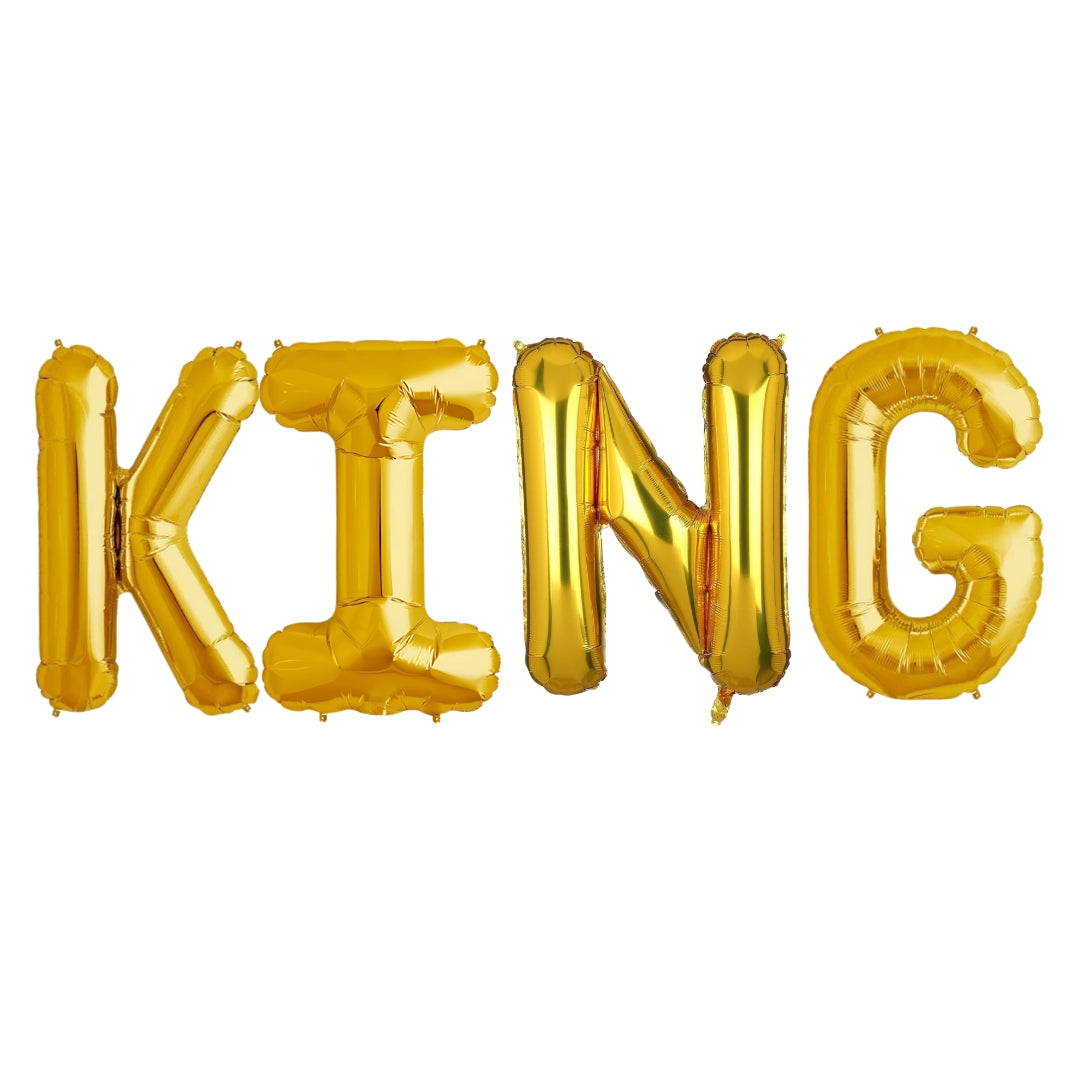 KING Golden Foil Balloon Set - Air Filled - 40 inches - 4PC
