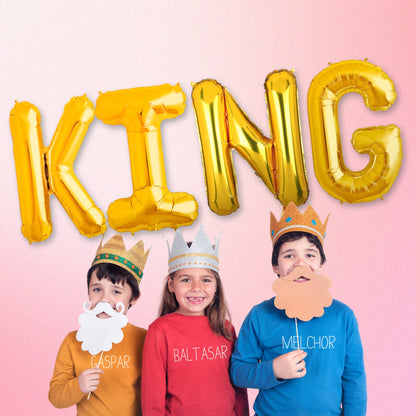 KING Golden Foil Balloon Set - Air Filled - 40 inches - 4PC