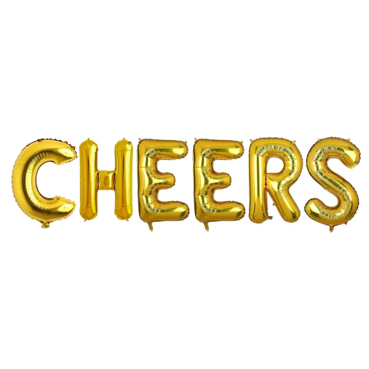 CHEERS  Golden Foil Balloon Set -  Helium or Air Filled - 40 inches - 6PC