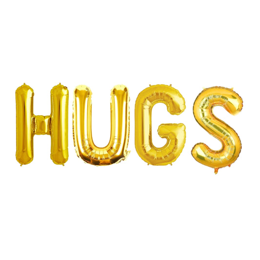 HUGS Golden Foil Balloon Set - Helium or Air Filled- 40 inches - 4PC