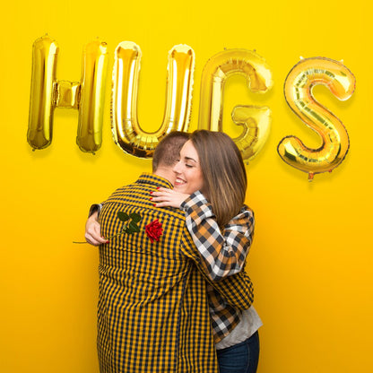 HUGS Golden Foil Balloon Set - Helium or Air Filled- 40 inches - 4PC