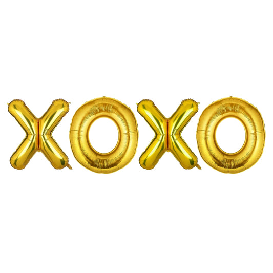 XOXO Golden Foil Balloon Set -  Helium or Air Filled - 40 inches - 4PC