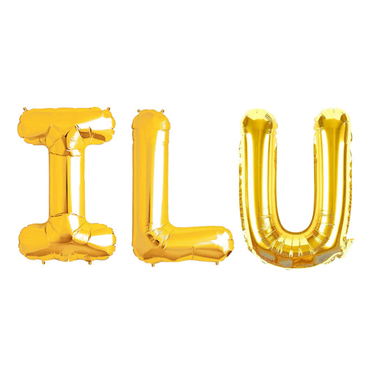 ILU Golden Foil Balloon Set -  Helium or Air Filled - 40 inches - 3PC