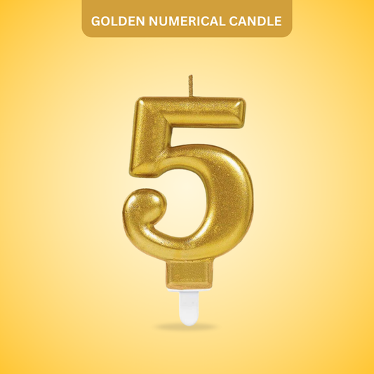 Golden Numerical Candle No. 5 - 3"