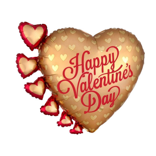 Pretty Gold Heart Happy Valentine Balloon 24 Inch - 1 Pc