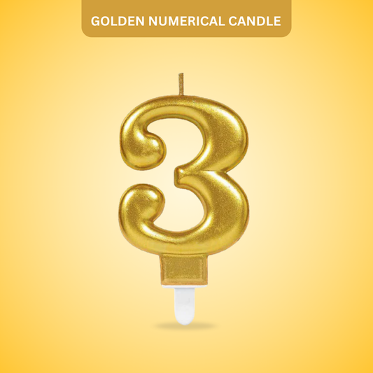 Golden Numerical Candle No. 3 - 3"
